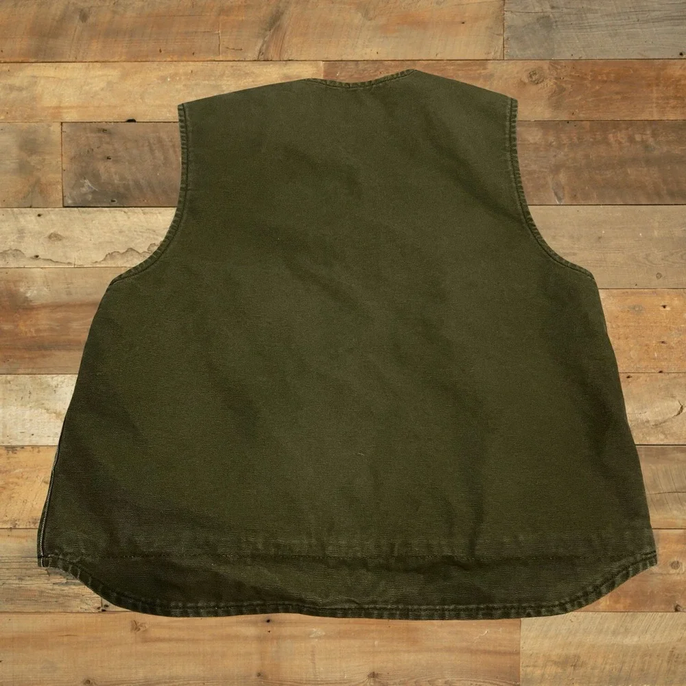 Vintage Y2K Carhartt Vest Sherpa Lined Olive Green Large - Picture 3 of 4